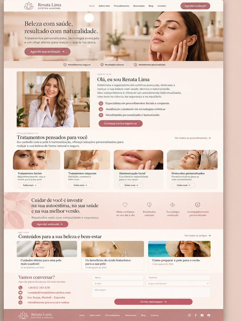 Conceito de site para profissional de Estética